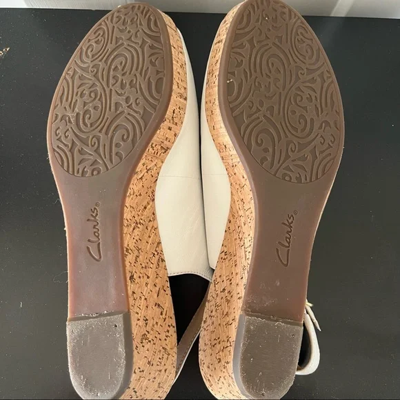 Clarks Artisan White Leather Sling back Sz 10 - Picture 5 of 7